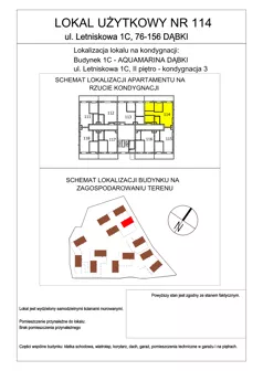3 pokoje, lokal inwestycyjny 54,84 m², piętro 2, oferta nr 114, Aquamarina Dąbki, Dąbki, ul. Letniskowa 1