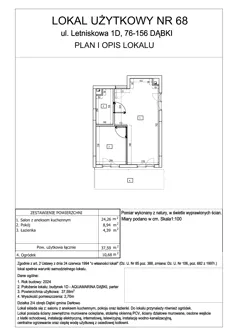 2 pokoje, lokal inwestycyjny 37,59 m², parter, oferta nr 68, Aquamarina Dąbki, Dąbki, ul. Letniskowa 1
