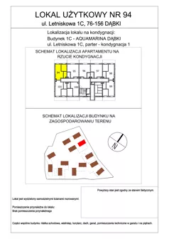 2 pokoje, lokal inwestycyjny 37,61 m², parter, oferta nr 94, Aquamarina Dąbki, Dąbki, ul. Letniskowa 1