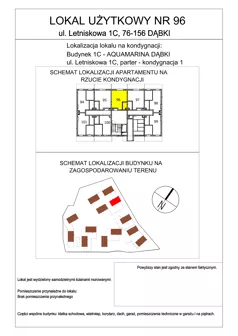 1 pokój, lokal inwestycyjny 33,24 m², parter, oferta nr 96, Aquamarina Dąbki, Dąbki, ul. Letniskowa 1