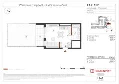 1 pokój, mieszkanie 27,82 m², parter, oferta nr F1-C132, Warszawski Świt Etap XIII, Warszawa, Targówek, Bródno, ul. Warszawski Świt
