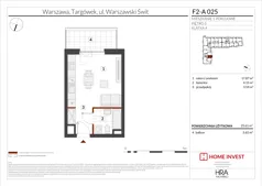 1 pokój, mieszkanie 25,61 m², piętro 5, oferta nr F2-A025, Warszawski Świt Etap XIV, Warszawa, Targówek, Bródno, ul. Warszawski Świt