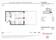 2 pokoje, mieszkanie 44,92 m², parter, oferta nr F1-B089, Warszawski Świt Etap XIII, Warszawa, Targówek, Bródno, ul. Warszawski Świt
