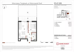 2 pokoje, mieszkanie 36,73 m², piętro 2, oferta nr F1-B100, Warszawski Świt Etap XIII, Warszawa, Targówek, Bródno, ul. Warszawski Świt