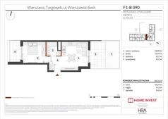 2 pokoje, mieszkanie 39,24 m², piętro 1, oferta nr F1-B090, Warszawski Świt Etap XIII, Warszawa, Targówek, Bródno, ul. Warszawski Świt