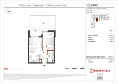 2 pokoje, mieszkanie 40,82 m², piętro 1, oferta nr F2-B048, Warszawski Świt Etap XIV, Warszawa, Targówek, Bródno, ul. Warszawski Świt