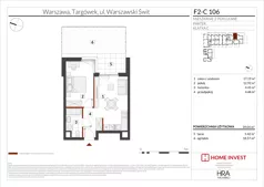 2 pokoje, mieszkanie 39,04 m², parter, oferta nr F2-C106, Warszawski Świt Etap XIV, Warszawa, Targówek, Bródno, ul. Warszawski Świt