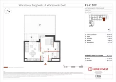 2 pokoje, mieszkanie 44,21 m², parter, oferta nr F2-C109, Warszawski Świt Etap XIV, Warszawa, Targówek, Bródno, ul. Warszawski Świt