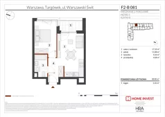 2 pokoje, mieszkanie 38,00 m², piętro 5, oferta nr F2-B081, Warszawski Świt Etap XIV, Warszawa, Targówek, Bródno, ul. Warszawski Świt