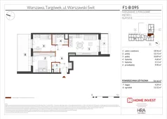 3 pokoje, mieszkanie 59,18 m², piętro 1, oferta nr F1-B095, Warszawski Świt Etap XIII, Warszawa, Targówek, Bródno, ul. Warszawski Świt