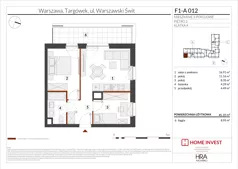 3 pokoje, mieszkanie 45,20 m², piętro 2, oferta nr F1-A012, Warszawski Świt Etap XIII, Warszawa, Targówek, Bródno, ul. Warszawski Świt