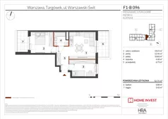 3 pokoje, mieszkanie 52,71 m², piętro 2, oferta nr F1-B096, Warszawski Świt Etap XIII, Warszawa, Targówek, Bródno, ul. Warszawski Świt
