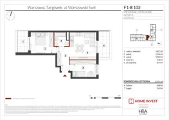 3 pokoje, mieszkanie 52,71 m², piętro 3, oferta nr F1-B102, Warszawski Świt Etap XIII, Warszawa, Targówek, Bródno, ul. Warszawski Świt