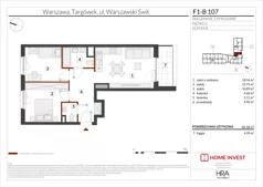 3 pokoje, mieszkanie 59,18 m², piętro 3, oferta nr F1-B107, Warszawski Świt Etap XIII, Warszawa, Targówek, Bródno, ul. Warszawski Świt