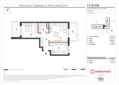 3 pokoje, mieszkanie 52,71 m², piętro 4, oferta nr F1-B108, Warszawski Świt Etap XIII, Warszawa, Targówek, Bródno, ul. Warszawski Świt