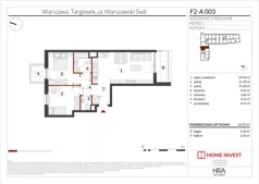 3 pokoje, mieszkanie 62,29 m², piętro 1, oferta nr F2-A003, Warszawski Świt Etap XIV, Warszawa, Targówek, Bródno, ul. Warszawski Świt