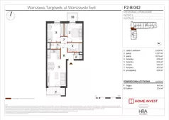 3 pokoje, mieszkanie 61,93 m², piętro 1, oferta nr F2-B042, Warszawski Świt Etap XIV, Warszawa, Targówek, Bródno, ul. Warszawski Świt