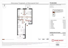 3 pokoje, mieszkanie 61,93 m², piętro 2, oferta nr F2-B050, Warszawski Świt Etap XIV, Warszawa, Targówek, Bródno, ul. Warszawski Świt