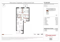 3 pokoje, mieszkanie 61,93 m², piętro 3, oferta nr F2-B059, Warszawski Świt Etap XIV, Warszawa, Targówek, Bródno, ul. Warszawski Świt