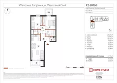 3 pokoje, mieszkanie 61,93 m², piętro 4, oferta nr F2-B068, Warszawski Świt Etap XIV, Warszawa, Targówek, Bródno, ul. Warszawski Świt