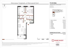 3 pokoje, mieszkanie 61,93 m², piętro 6, oferta nr F2-B086, Warszawski Świt Etap XIV, Warszawa, Targówek, Bródno, ul. Warszawski Świt