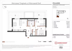 3 pokoje, mieszkanie 61,08 m², piętro 7, oferta nr F2-A035, Warszawski Świt Etap XIV, Warszawa, Targówek, Bródno, ul. Warszawski Świt