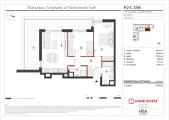 3 pokoje, mieszkanie 63,92 m², piętro 7, oferta nr F2-C158, Warszawski Świt Etap XIV, Warszawa, Targówek, Bródno, ul. Warszawski Świt