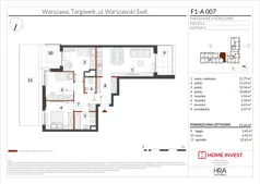 4 pokoje, mieszkanie 73,14 m², piętro 1, oferta nr F1-A007, Warszawski Świt Etap XIII, Warszawa, Targówek, Bródno, ul. Warszawski Świt