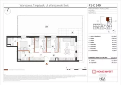 4 pokoje, mieszkanie 66,20 m², piętro 2, oferta nr F1-C145, Warszawski Świt Etap XIII, Warszawa, Targówek, Bródno, ul. Warszawski Świt