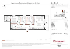 4 pokoje, mieszkanie 66,20 m², piętro 2, oferta nr F1-C145, Warszawski Świt Etap XIII, Warszawa, Targówek, Bródno, ul. Warszawski Świt