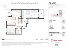 4 pokoje, mieszkanie 73,14 m², piętro 3, oferta nr F1-A029, Warszawski Świt Etap XIII, Warszawa, Targówek, Bródno, ul. Warszawski Świt