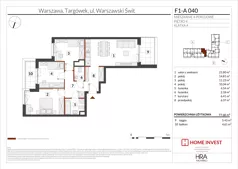 4 pokoje, mieszkanie 77,68 m², piętro 4, oferta nr F1-A040, Warszawski Świt Etap XIII, Warszawa, Targówek, Bródno, ul. Warszawski Świt