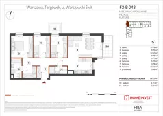 4 pokoje, mieszkanie 88,15 m², piętro 1, oferta nr F2-B043, Warszawski Świt Etap XIV, Warszawa, Targówek, Bródno, ul. Warszawski Świt
