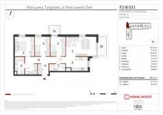 4 pokoje, mieszkanie 88,15 m², piętro 2, oferta nr F2-B051, Warszawski Świt Etap XIV, Warszawa, Targówek, Bródno, ul. Warszawski Świt