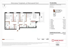 4 pokoje, mieszkanie 88,15 m², piętro 7, oferta nr F2-B096, Warszawski Świt Etap XIV, Warszawa, Targówek, Bródno, ul. Warszawski Świt
