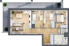 4 pokoje, mieszkanie 70,44 m², piętro 1, oferta nr B1, Warszawski Świt Etap VIII, Warszawa, Targówek, Bródno, ul. Warszawski Świt 5