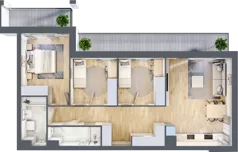 4 pokoje, mieszkanie 79,97 m², piętro 2, oferta nr B1, Warszawski Świt Etap VIII, Warszawa, Targówek, Bródno, ul. Warszawski Świt 5