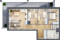 4 pokoje, mieszkanie 70,54 m², piętro 3, oferta nr B1, Warszawski Świt Etap VIII, Warszawa, Targówek, Bródno, ul. Warszawski Świt 5