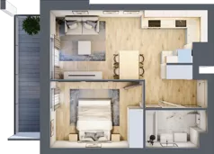 2 pokoje, mieszkanie 38,49 m², piętro 7, oferta nr B1, Warszawski Świt Etap VIII, Warszawa, Targówek, Bródno, ul. Warszawski Świt 5