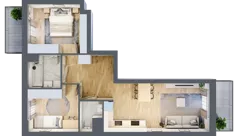 3 pokoje, mieszkanie 58,67 m², piętro 3, oferta nr E1-C142, Warszawski Świt Etap X, Warszawa, Targówek, Bródno, ul. Warszawski Świt