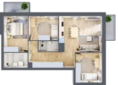 4 pokoje, mieszkanie 73,40 m², piętro 4, oferta nr E1-C153, Warszawski Świt Etap X, Warszawa, Targówek, Bródno, ul. Warszawski Świt
