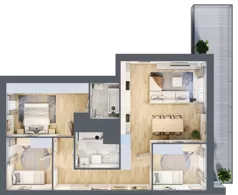 4 pokoje, mieszkanie 78,49 m², piętro 7, oferta nr E1-B129, Warszawski Świt Etap X, Warszawa, Targówek, Bródno, ul. Warszawski Świt