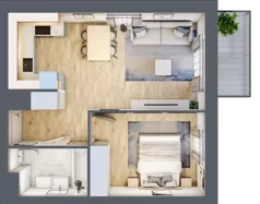 2 pokoje, mieszkanie 40,65 m², piętro 1, oferta nr E1-C134, Warszawski Świt Etap X, Warszawa, Targówek, Bródno, ul. Warszawski Świt
