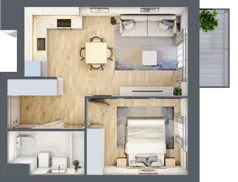 2 pokoje, mieszkanie 39,45 m², piętro 1, oferta nr E1-C133, Warszawski Świt Etap X, Warszawa, Targówek, Bródno, ul. Warszawski Świt