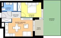 2 pokoje, mieszkanie 37,67 m², parter, oferta nr E2-A003, Warszawski Świt Etap XI, Warszawa, Targówek, Bródno, ul. Warszawski Świt