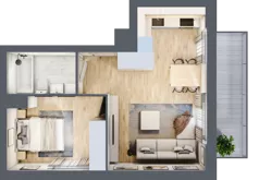 2 pokoje, mieszkanie 39,58 m², piętro 1, oferta nr E2-A013, Warszawski Świt Etap XI, Warszawa, Targówek, Bródno, ul. Warszawski Świt