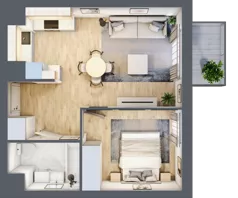 2 pokoje, mieszkanie 39,92 m², piętro 1, oferta nr E2-C125, Warszawski Świt Etap XI, Warszawa, Targówek, Bródno, ul. Warszawski Świt