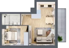 2 pokoje, mieszkanie 39,78 m², piętro 5, oferta nr E2-A049, Warszawski Świt Etap XI, Warszawa, Targówek, Bródno, ul. Warszawski Świt