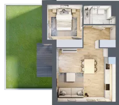 2 pokoje, mieszkanie 37,33 m², piętro 1, oferta nr E2-A011, Warszawski Świt Etap XI, Warszawa, Targówek, Bródno, ul. Warszawski Świt