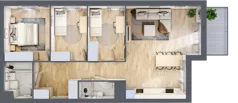4 pokoje, mieszkanie 79,81 m², piętro 6, oferta nr E2-B100, Warszawski Świt Etap XI, Warszawa, Targówek, Bródno, ul. Warszawski Świt